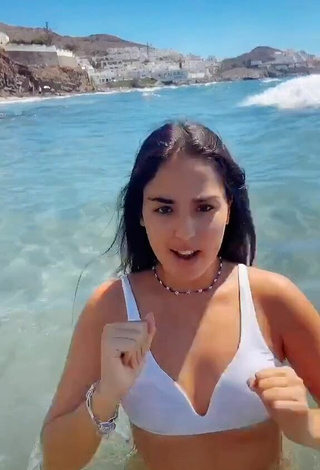 4. Sexy Laura López in White Bikini Top in the Sea