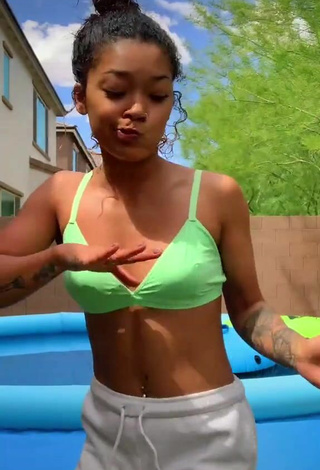 5. Sexy Leilani Green in Light Green Bikini Top at the Swimming Pool