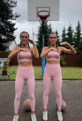 5. Sexy Leonie & Sophie Leso in Pink Sport Bra