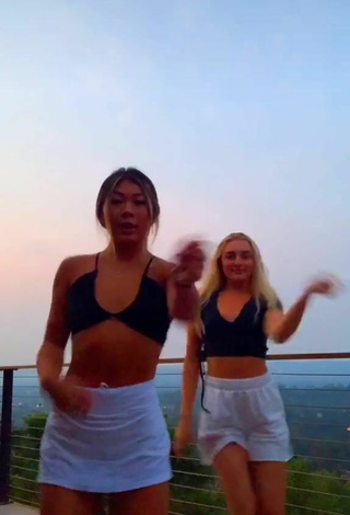 5. Amazing Lily Hirata in Hot Black Crop Top on the Balcony