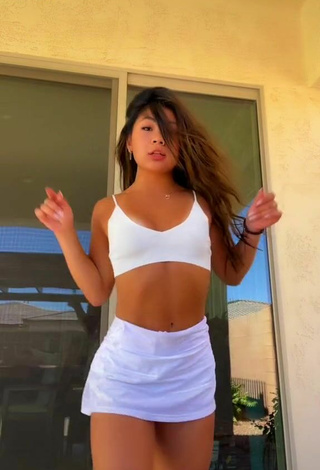 2. Sexy Lily Hirata in White Crop Top