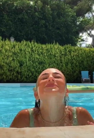 Cute Lola Moreno Marco in Olive Bikini Top at the Swimming Pool