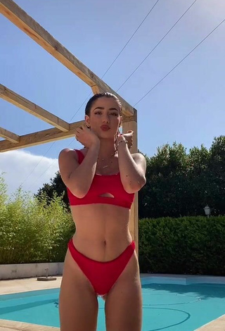 Pretty Lola Moreno Marco in Red Bikini at the Swimming Pool