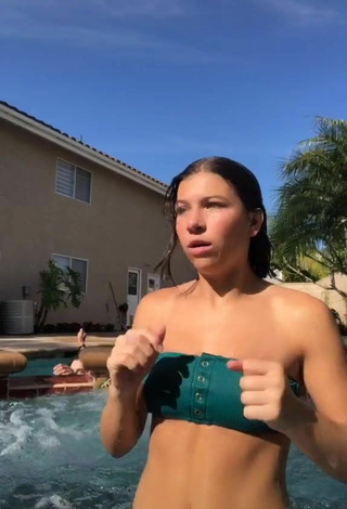 4. Beautiful Makena Cain in Sexy Green Bikini Top at the Pool