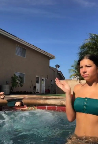 5. Beautiful Makena Cain in Sexy Green Bikini Top at the Pool