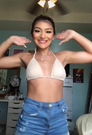 2. Sexy Meagan Garcia in Beige Bikini Top
