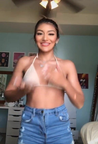 3. Sexy Meagan Garcia in Beige Bikini Top