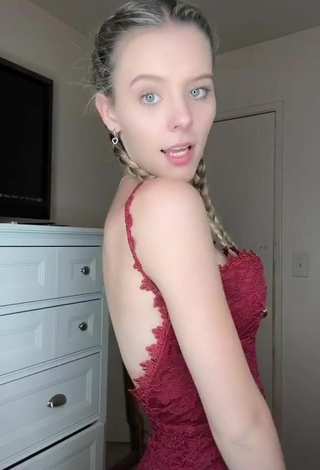 2. Sexy Megan Rose Jordan in Red Dress