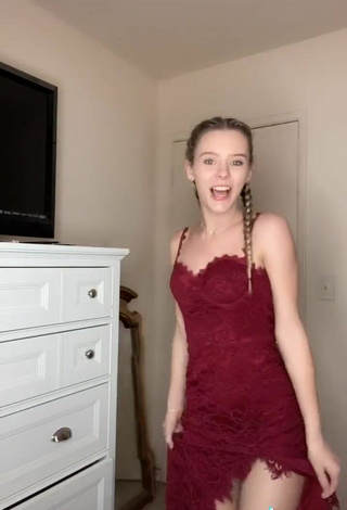 3. Sexy Megan Rose Jordan in Red Dress