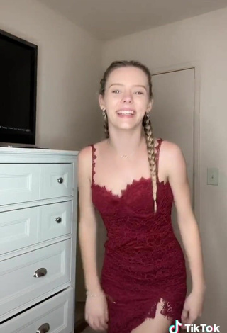 4. Sexy Megan Rose Jordan in Red Dress