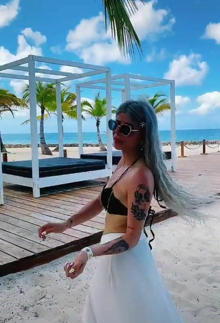 2. Hot Merve Yalçın in Black Bikini Top at the Beach