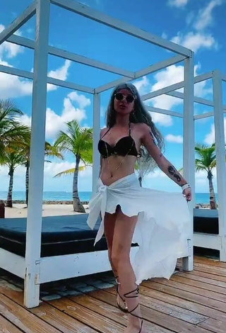 4. Hot Merve Yalçın in Black Bikini Top at the Beach