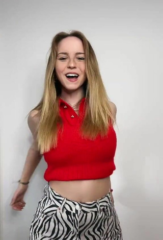 2. Beautiful Annika Sofie in Sexy Red Crop Top