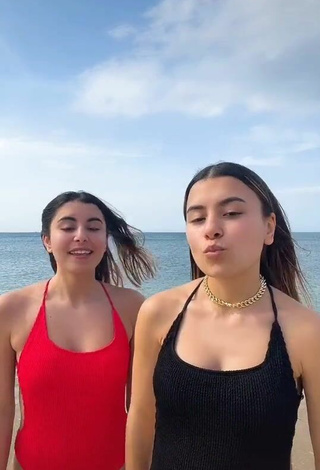 Sexy Nour and Fatma Daghbouj in Swimsuit at the Beach