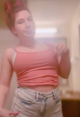 5. Sexy Starann Gibson in Peach Crop Top