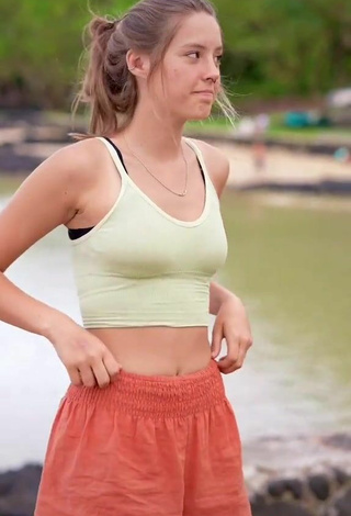 5. Sexy Peyton Coffee in Light Green Crop Top at the Beach