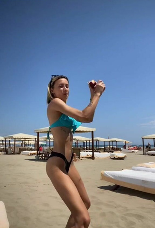 2. Hot Martina Picardi in Blue Bikini Top at the Beach