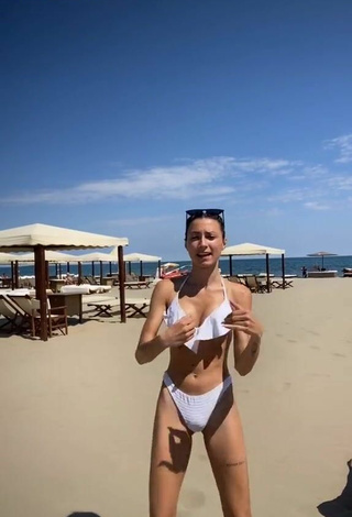 2. Erotic Martina Picardi in White Bikini at the Beach