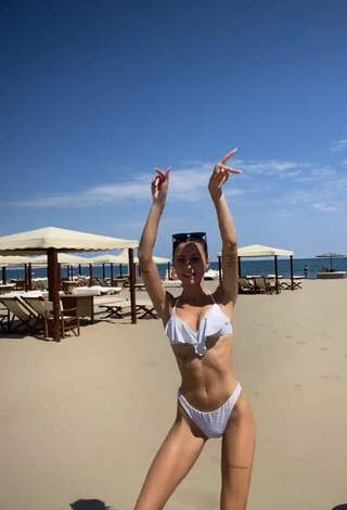 5. Erotic Martina Picardi in White Bikini at the Beach