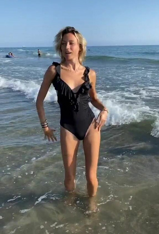 3. Sweetie Martina Picardi in Black Swimsuit at the Beach
