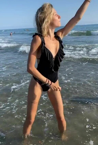 5. Sweetie Martina Picardi in Black Swimsuit at the Beach