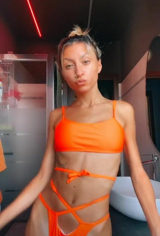 Beautiful Martina Picardi in Sexy Orange Bikini