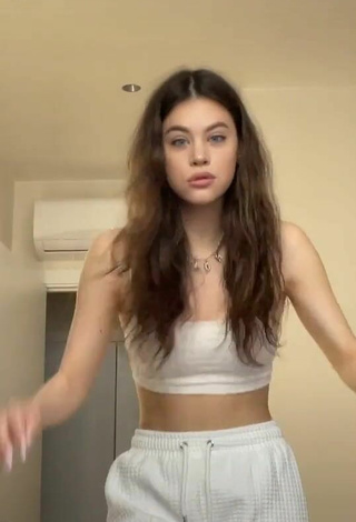 Sexy Polina Lans in White Crop Top
