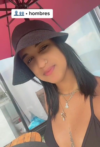 Adorable Jenny Camacho Shows Cleavage in Seductive Black Bikini Top