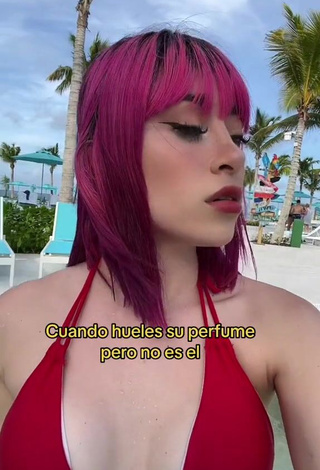 3. Sweetie Legna Hernández Shows Cleavage in Red Bikini Top
