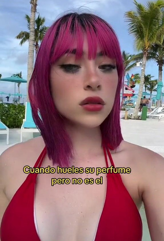 4. Sweetie Legna Hernández Shows Cleavage in Red Bikini Top