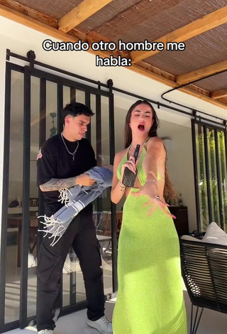 4. Alluring Lola Moreno Marco Shows Cleavage in Erotic Light Green Dress
