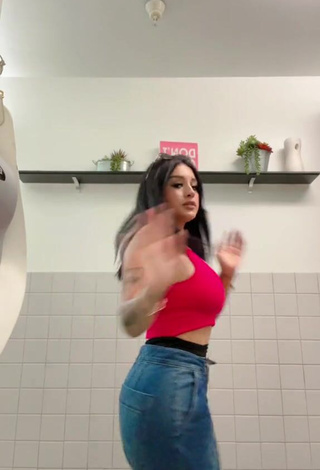 Sweetie Marlene Santana Shows Cleavage in Red Crop Top