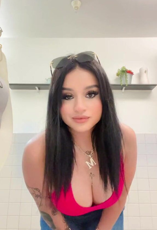 5. Sweetie Marlene Santana Shows Cleavage in Red Crop Top