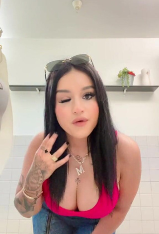 6. Sweetie Marlene Santana Shows Cleavage in Red Crop Top