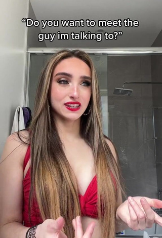 Wonderful McKenzi Brooke Shows Cleavage in Red Crop Top
