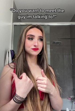 2. Wonderful McKenzi Brooke Shows Cleavage in Red Crop Top