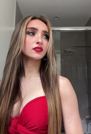 6. Wonderful McKenzi Brooke Shows Cleavage in Red Crop Top