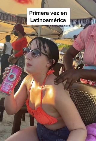 2. Hot [мужчина]@miketoks Shows Cleavage in Orange Bikini Top