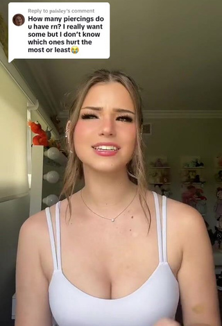 2. Wonderful Brooke Monk Shows Cleavage in White Crop Top