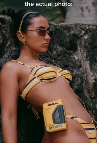 6. Fine Sienna Mae Gomez Shows Cleavage in Sweet Striped Bikini