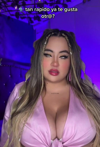 Maleja Rodriguez Shows Cleavage in Cute Pink Crop Top