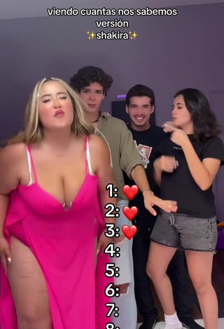3. Hot Maleja Rodriguez Shows Cleavage in Pink Dress
