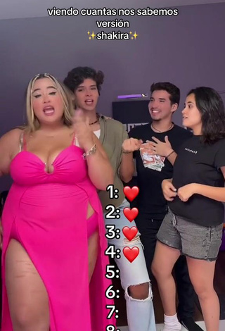 4. Hot Maleja Rodriguez Shows Cleavage in Pink Dress