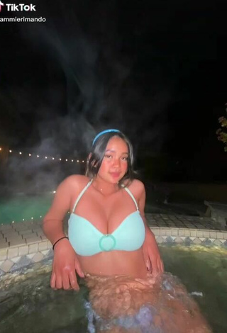 4. Hot Sammie Rimando in Blue Bikini Top at the Pool