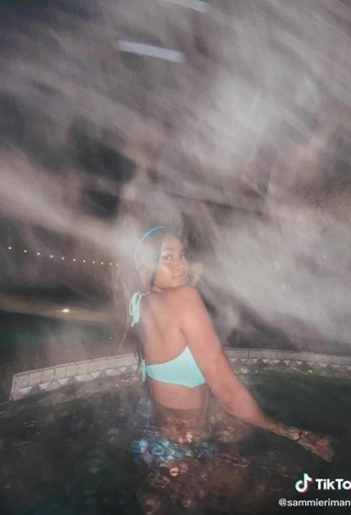 5. Hot Sammie Rimando in Blue Bikini Top at the Pool