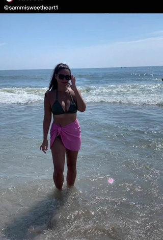 2. Sexy Sammi Giancola in Black Bikini at the Beach
