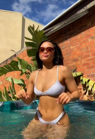 Hottest Sarah Magusara in White Bikini at the Pool