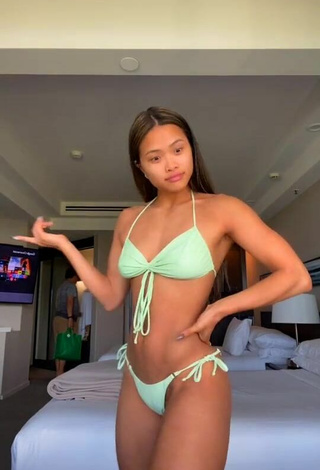 Amazing Sarah Magusara in Hot Light Green Bikini
