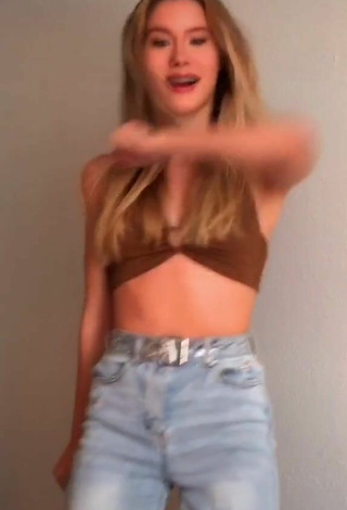 4. Sexy Skylar Budgett in Brown Crop Top