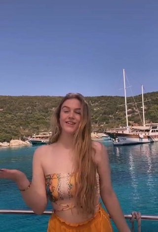 1. Sexy Tessa Bear in Snake Print Bikini Top on a Boat